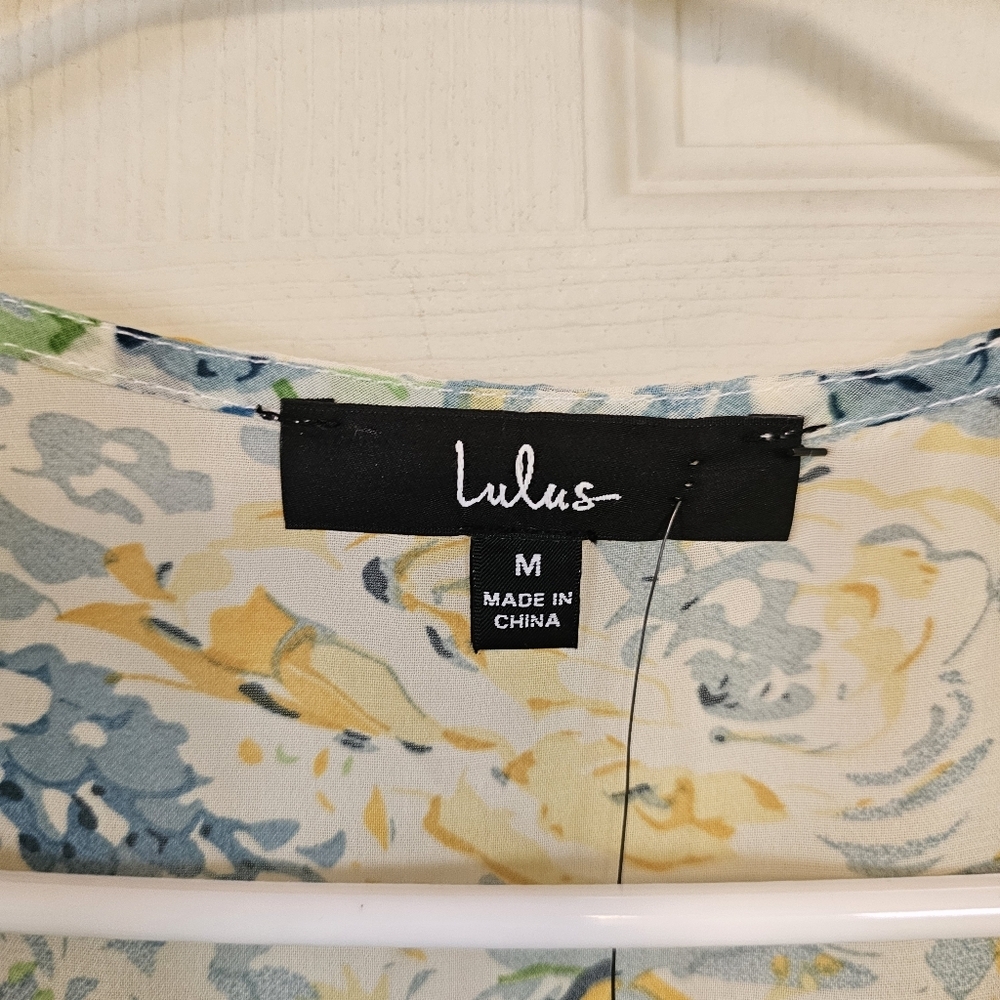 Lulus Floral Wrap Mini Long Sleeve Vneck Dress - Picture 6 of 7